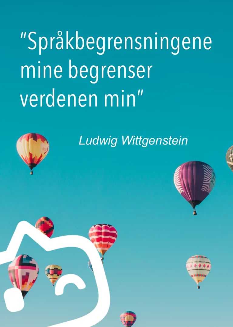 Bilde og sitat som belyser språkopplevelse i Iran. "Språkbegrensningene mine begrenser verdenen min" - Ludwig Wittgenstein